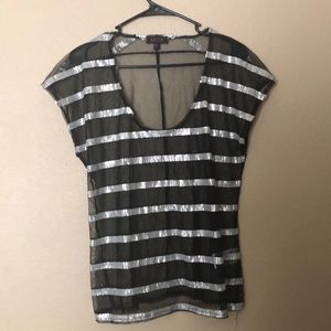 Sheer black and silver striped top